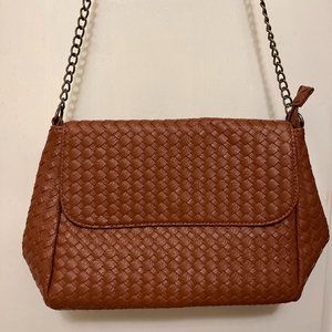 Brown Leather Weave Handbag